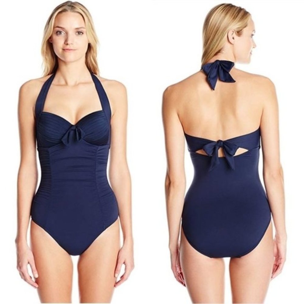 NWOT Seafolly Maillot Soft Cup Halter One Piece Swimsuit Size 12